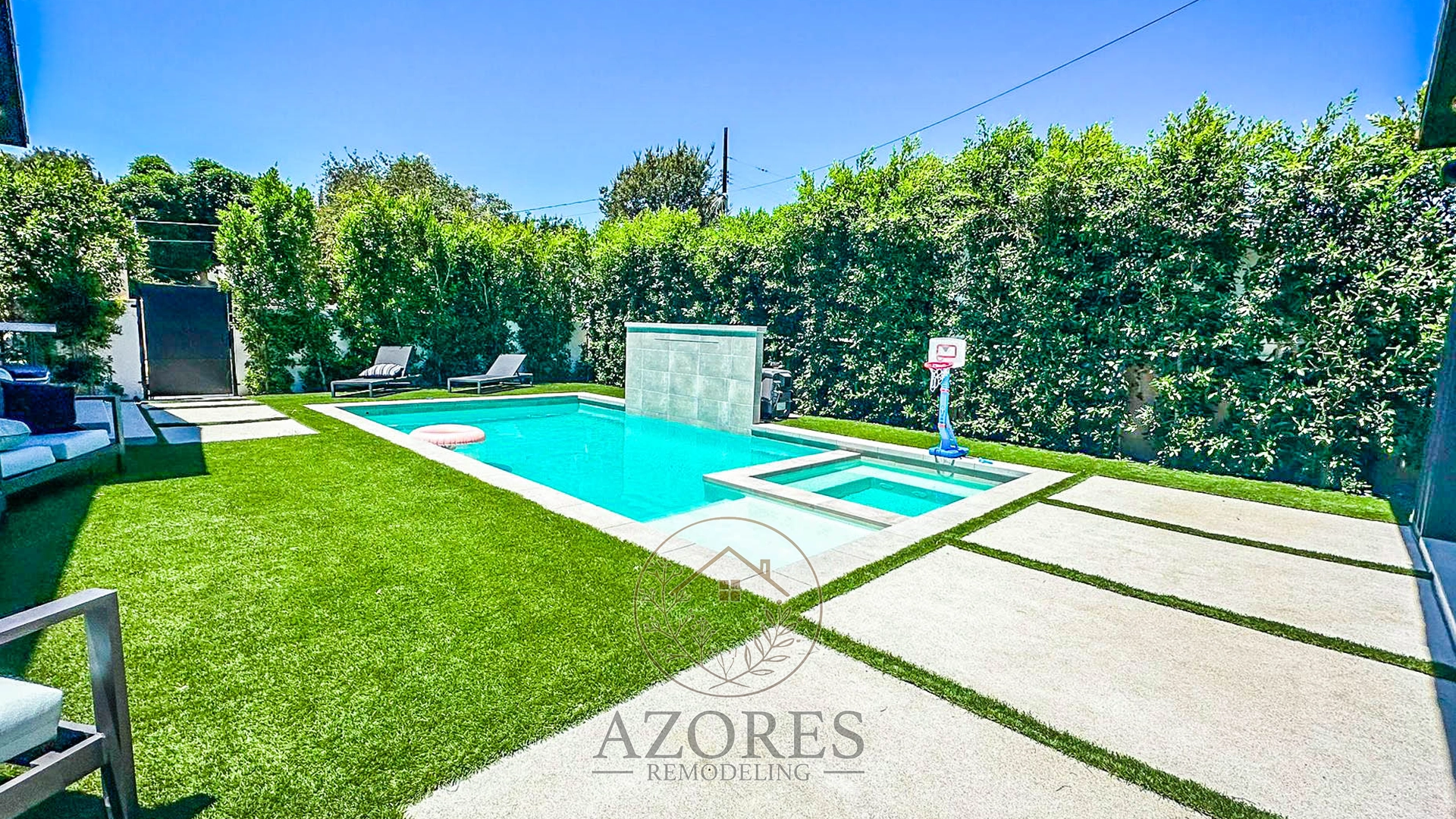 Modern backyard pool with a sleek design